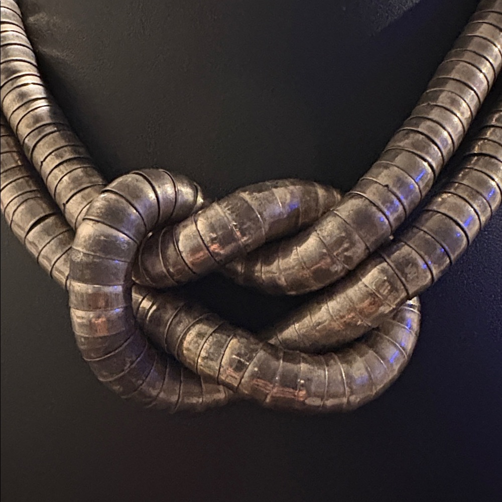 Silver Chunky Statement Necklace - image 2